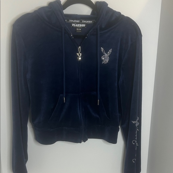 Playboy Dark Blue Velour Set with Rhinestones - Picture 5 of 10